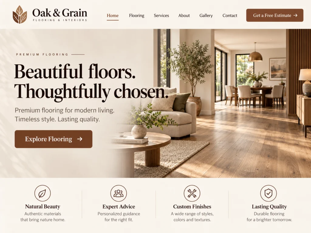 Example website design for a flooring company