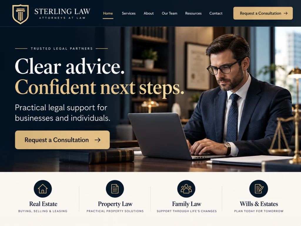 Example website design for a law firm