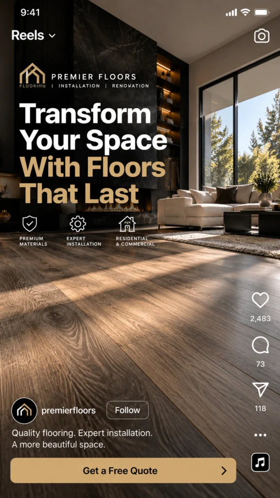 Example Instagram Reels ad for a flooring company